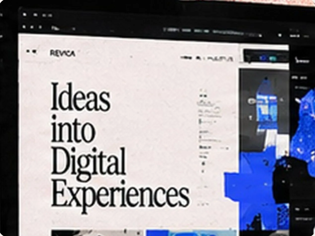 A Revica website on screen reading 'Ideas into Digital Experiences'